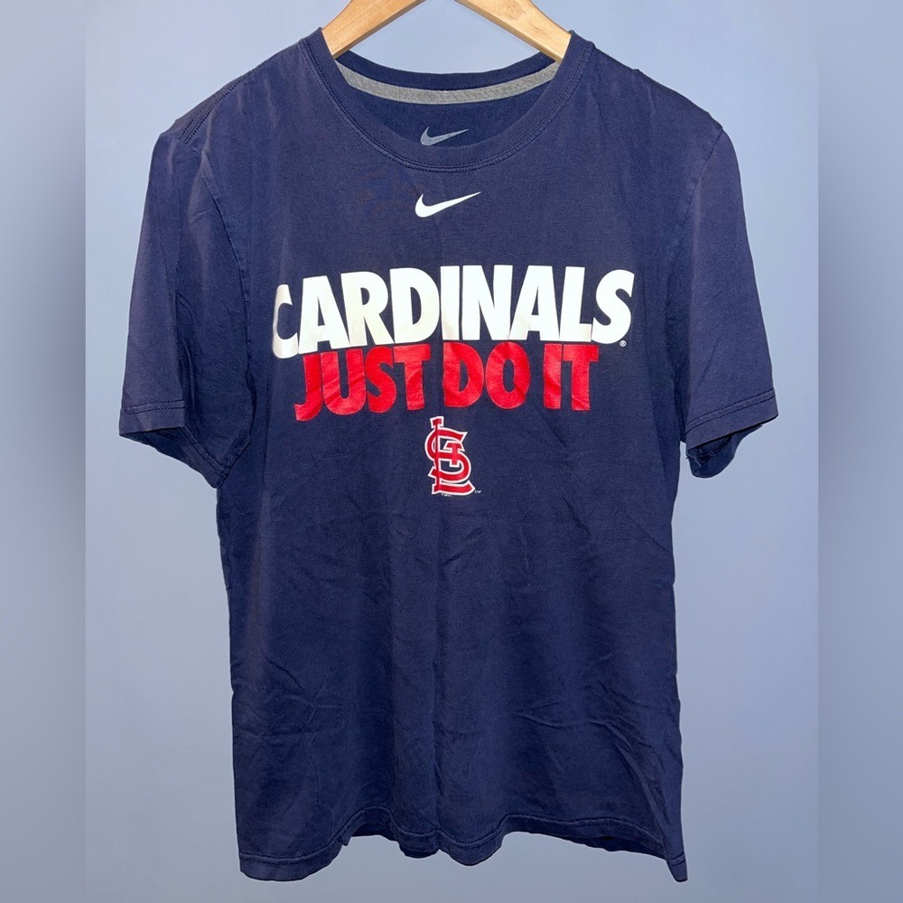 Nike St. Louis Cardinals Just Do It Navy Blue MLB Graphic T-Shirt Mens Small